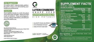 O Orgeuos Lutein Cowberry Grape Seed source label used in the packaging illustration