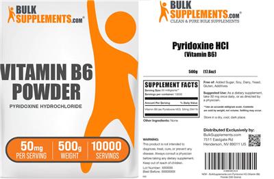 BulkSupplements.com Vitamin B6 Powder 50 mg product packaging