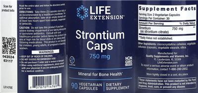 Life Extension Strontium Caps 750 mg product packaging