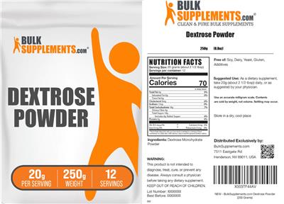BulkSupplements.com Dextrose Powder 20 g product packaging