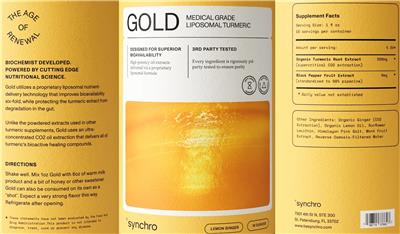 Synchro Gold Lemon Ginger source label used in the packaging illustration