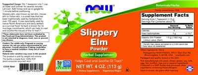 NOW Slippery Elm Powder product packaging
