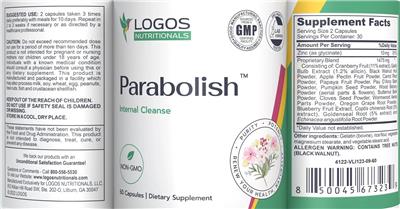 Logos Nutritionals Parabolish source label used in the packaging illustration