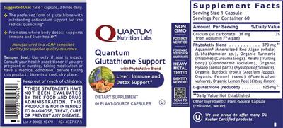 Quantum Nutrition Labs Quantum Glutathione Support source label used in the packaging illustration