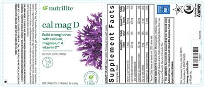 Nutrilite Cal Mag D source label used in the packaging illustration