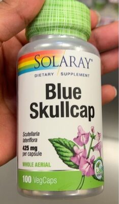 Solaray Blue Skullcap 425 mg source label used in the packaging illustration