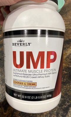 Beverly International UMP Cookies & Creme source label used in the packaging illustration