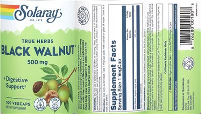 Solaray Black Walnut 500 mg source label used in the packaging illustration