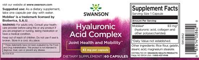 Swanson Hyaluronic Acid Complex 83 mg source label used in the packaging illustration
