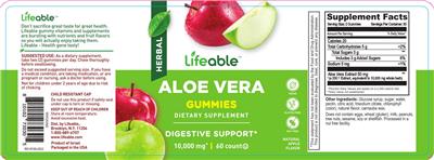 Lifeable Aloe Vera Gummies Natural Apple Flavor source label used in the packaging illustration