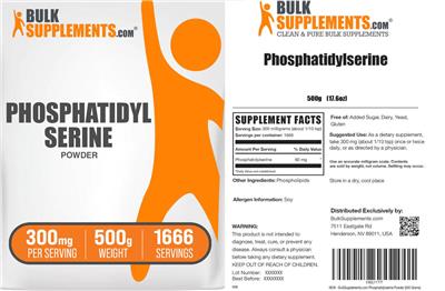 BulkSupplements.com Phosphatidylserine Powder 300 mg source label used in the packaging illustration