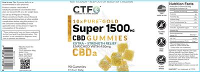 CTFO Changing The Future Outcome 10x Pure-Gold Super 1500mg CBD Gummies product packaging