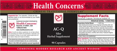 Health Concerns AC-Q source label used in the packaging illustration