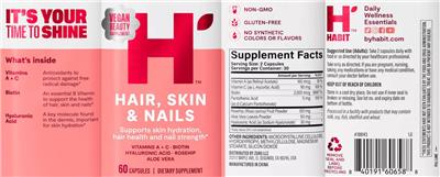 Habit Hair Skin & Nails source label used in the packaging illustration
