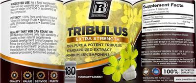 BRI Nutrition Tribulus Extra Strength source label used in the packaging illustration