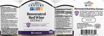 21st Century Resveratrol Red Wine Extract source label used in the packaging illustration