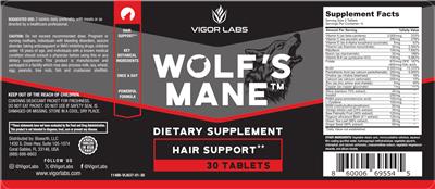 Vigor Labs Wolf's Mane source label used in the packaging illustration