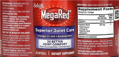 Schiff MegaRed Superior Joint Care source label used in the packaging illustration