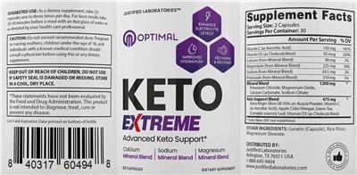 Justified Laboratories Optimal Keto Extreme source label used in the packaging illustration