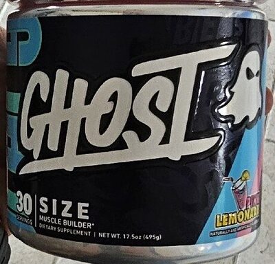 GHOST Size Pink Lemonade source label used in the packaging illustration