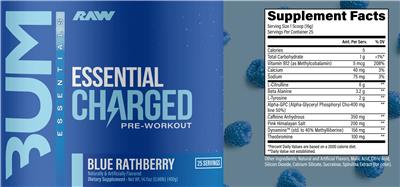 RAW Bum Essentials Essential Charged Blue Rathberry source label used in the packaging illustration