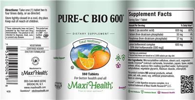 Maxi Health Pure-C Bio 600 source label used in the packaging illustration