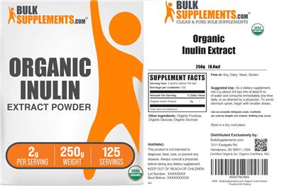 BulkSupplements.com Organic Inulin Extract Powder 2 g product packaging