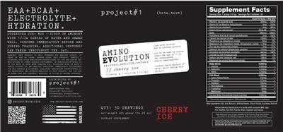 project#1 Amino Evolution Cherry Ice source label used in the packaging illustration