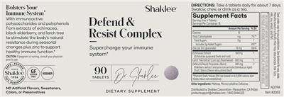 Shaklee Defend & Resist Complex source label used in the packaging illustration