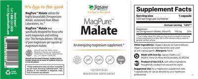 Jigsaw Health MagPure Malate source label used in the packaging illustration