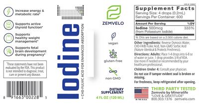 Zemvelo Iodine source label used in the packaging illustration