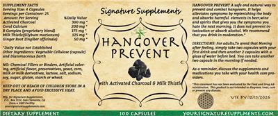 Signature Supplements Hangover Prevent source label used in the packaging illustration