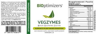 BiOptimizers VegZymes source label used in the packaging illustration