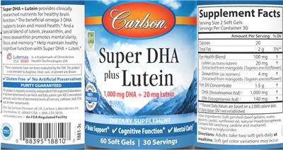 Carlson Super DHA plus Lutein source label used in the packaging illustration