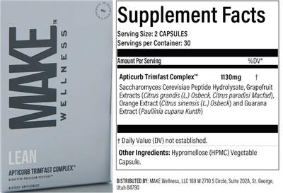 MAKE Wellness Lean source label used in the packaging illustration