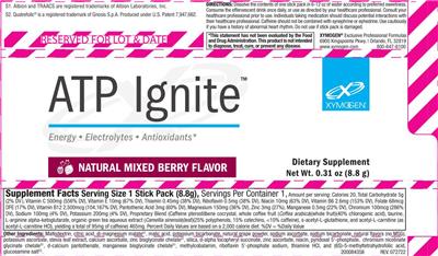 XYMOGEN ATP Ignite Natural Mixed Berry Flavor source label used in the packaging illustration