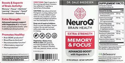 NeuroQ Brain Health Extra Strength Memory & Focus product packaging
