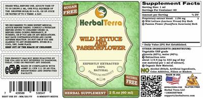 Herbal Terra Wild Lettuce and Passionflower Sugar Free Alcohol Free product packaging