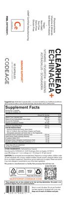 Codeage Clearhead Echinacea+ source label used in the packaging illustration