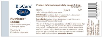BioCare Nutrisorb Iodine source label used in the packaging illustration