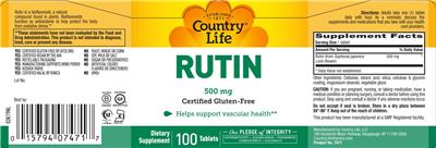 Country Life Rutin 500 mg product packaging