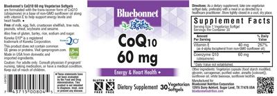 Bluebonnet CoQ10 60 mg source label used in the packaging illustration