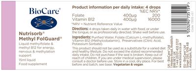 BioCare Nutrisorb Methyl FolGuard source label used in the packaging illustration