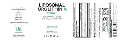 Codeage Liposomal Urolithin A source label used in the packaging illustration