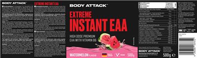 Body Attack Extreme Instant EAA Watermelon Flavour source label used in the packaging illustration