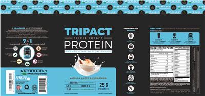 Nutrology TriPact Protein Vanilla Latte & Cinnamon source label used in the packaging illustration