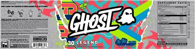 GHOST Legend Blue Raspberry source label used in the packaging illustration