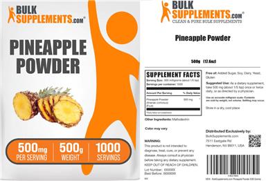 BulkSupplements.com Pineapple Powder 500 mg product packaging