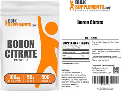 BulkSupplements.com Boron Citrate Powder 100 mg product packaging