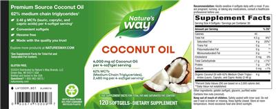 Nature's Way Coconut Oil 4000 mg source label used in the packaging illustration